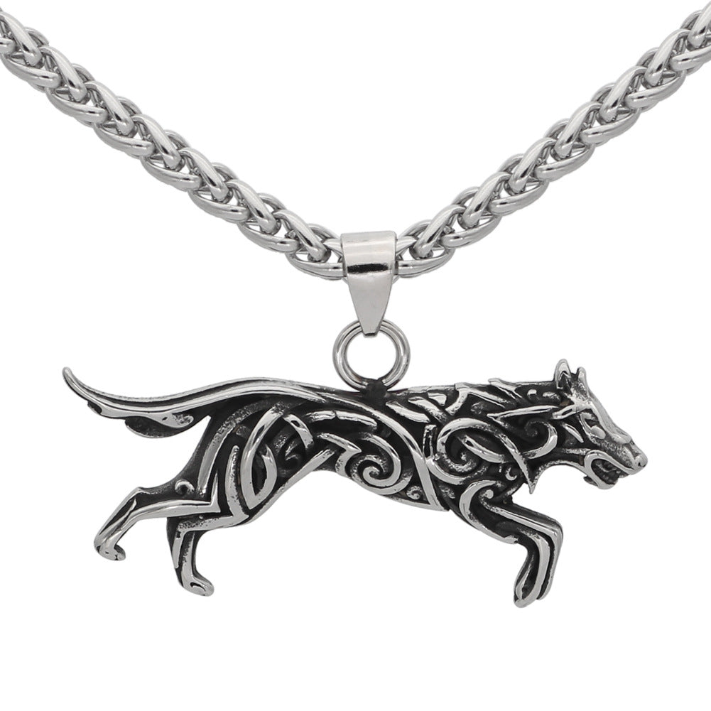 Attacking Wolf - The Nevermore Gothic Titanium Steel Pendant Necklace Viking Norse