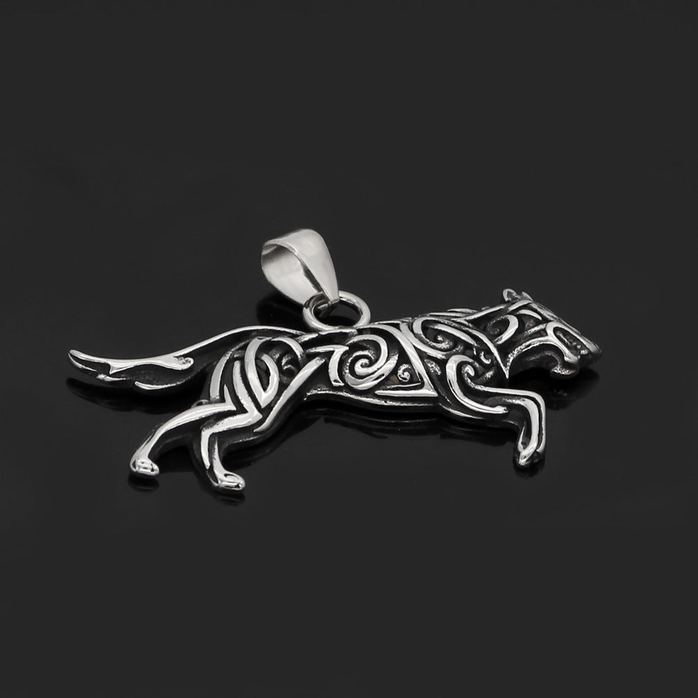 Attacking Wolf - The Nevermore Gothic Titanium Steel Pendant Necklace Viking Norse