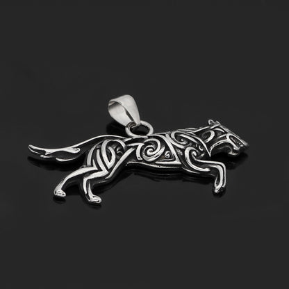 Attacking Wolf - The Nevermore Gothic Titanium Steel Pendant Necklace Viking Norse