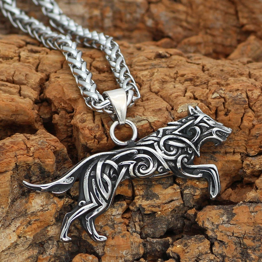 Attacking Wolf - The Nevermore Gothic Titanium Steel Pendant Necklace Viking Norse