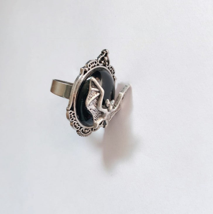 Bat black gem - The Nevermore Gothic Ring