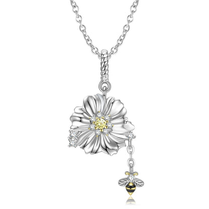 Bee And Flower - The Nevermore Pendant 925 Silver