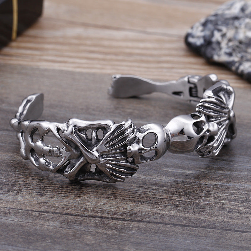 Bony Ensemble - The Nevermore Gothic Stainless Steel Opening Bracelet