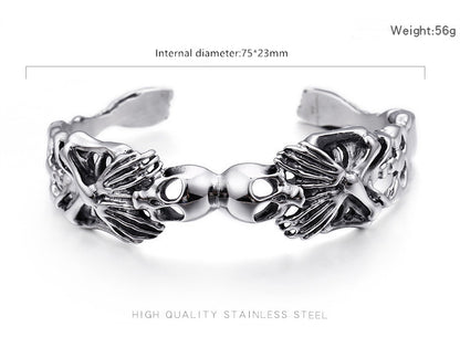 Bony Ensemble - The Nevermore Gothic Stainless Steel Opening Bracelet