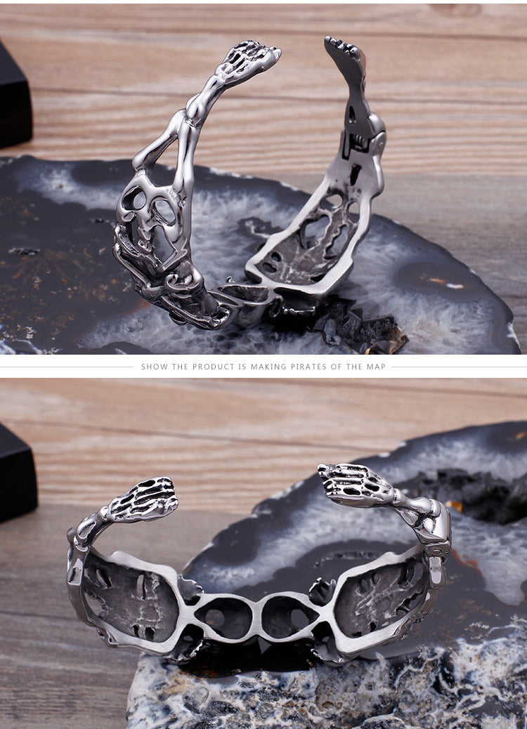 Bony Ensemble - The Nevermore Gothic Stainless Steel Opening Bracelet