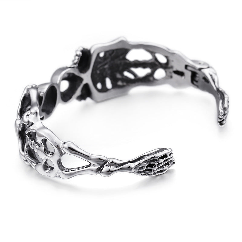 Bony Ensemble - The Nevermore Gothic Stainless Steel Opening Bracelet