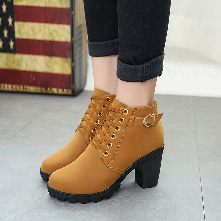 Boots with Chunky Heel - The Nevermore Shoes for Woman