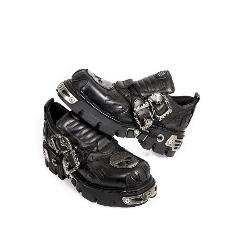 Boreas Moonshadow - The Nevermore Gothic shoes Leather Low Top Thick Soled