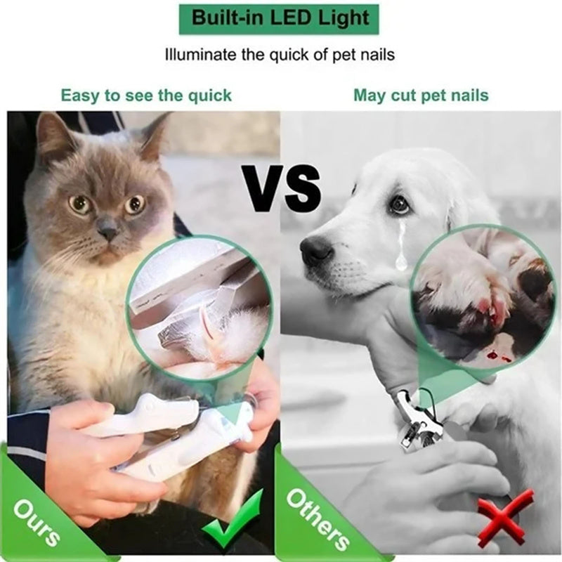 BrightClip Pet Nail Clippers: Professional Trimmer Tool with LED Light for Dogs and Cats - The Nevermore Grooming Supplies