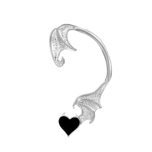 Carmila Rune 3 style - The Nevermore Gothic Ear-wrap Ear-cuff Earring Retro Punk Bat Heart Ear Hanging Single Creative