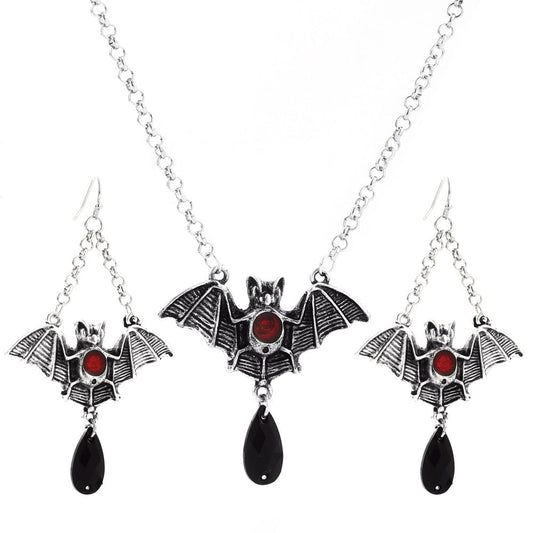 Cassandra Farnsworth - The Nevermore Set Pendant & Earrings Bat