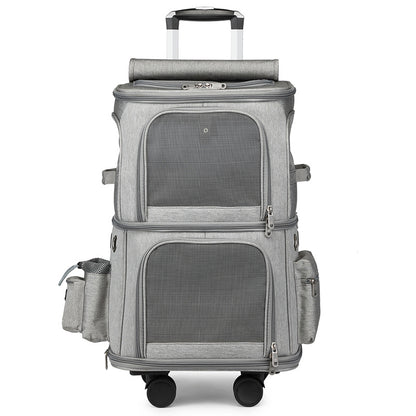 Cat Bag Pet Trolley Case Large Capacity Double Layer