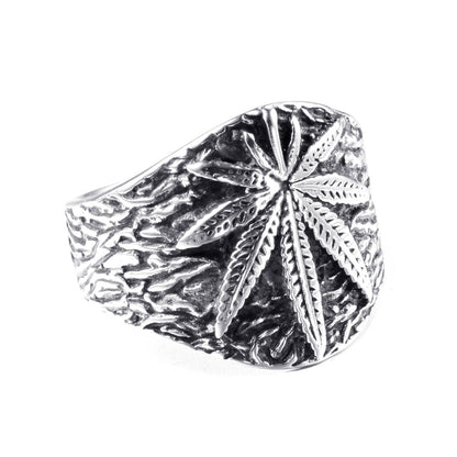 Celestial Elegance Band - The Nevermore Men's Stainless Steel Ring Maple Leaf