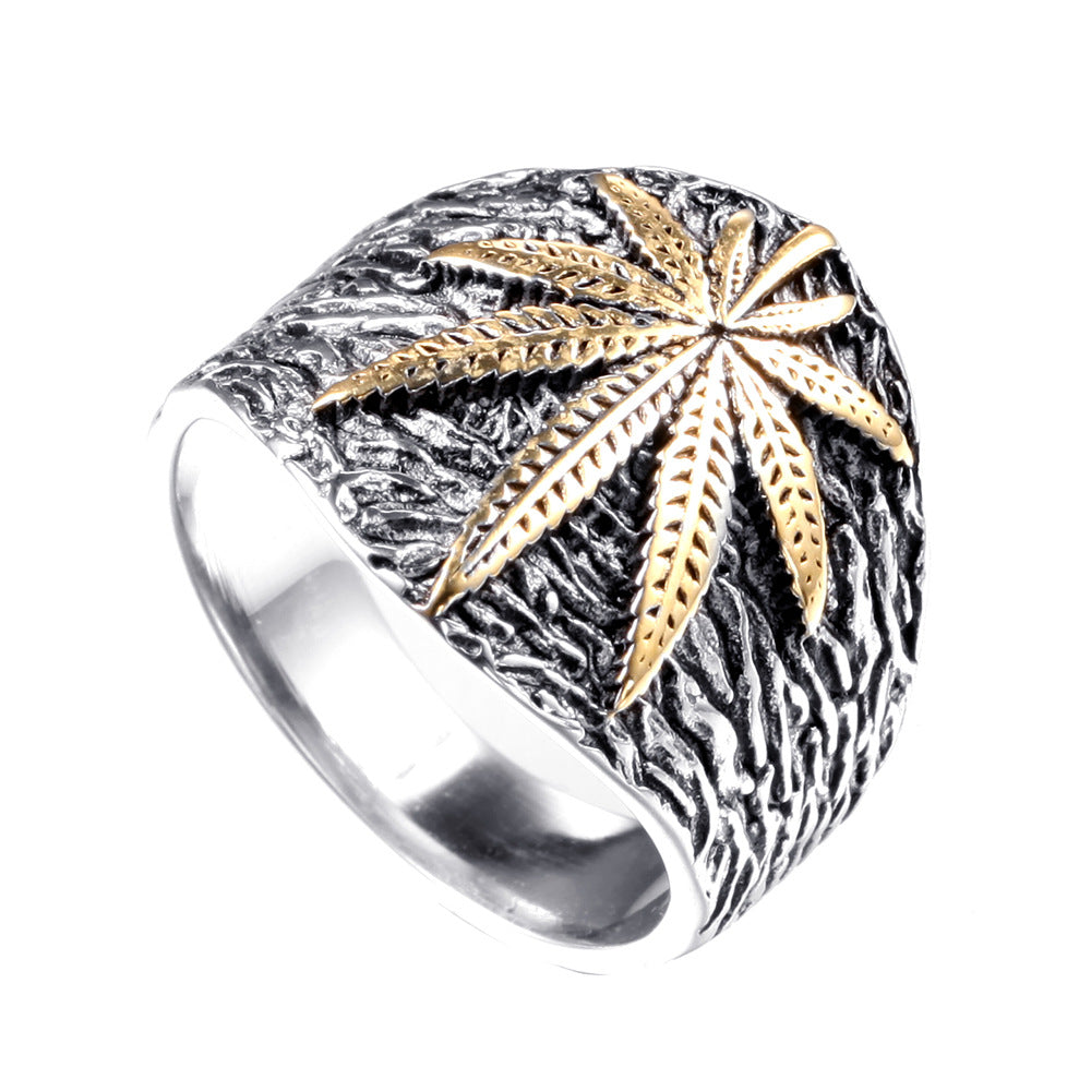 Celestial Elegance Band - The Nevermore Men's Stainless Steel Ring Maple Leaf