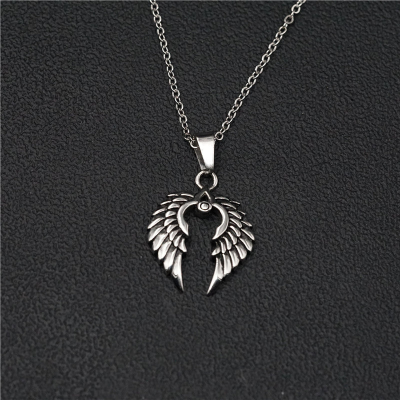 Celestial Feathers The Nevermore Gothic Pendant Necklace Titanium Steel