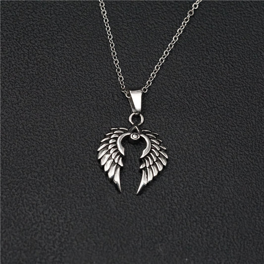 Celestial Feathers The Nevermore Gothic Pendant Necklace Titanium Steel