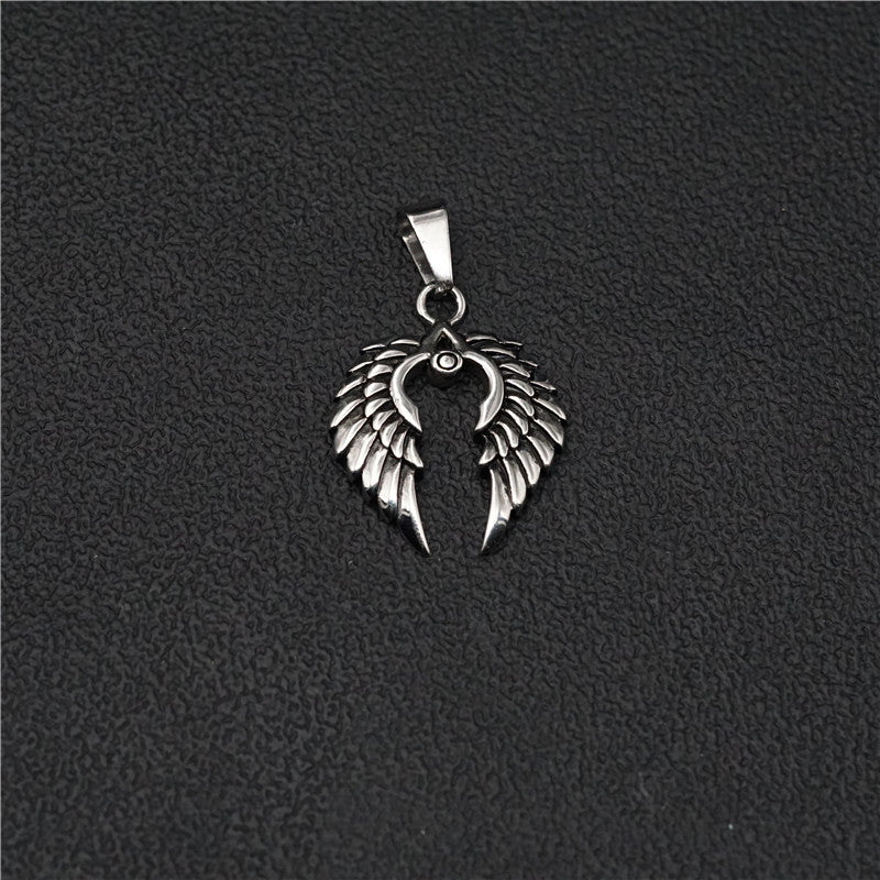 Celestial Feathers The Nevermore Gothic Pendant Necklace Titanium Steel