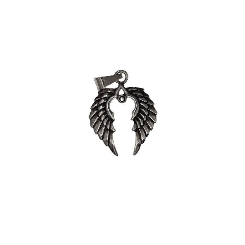 Celestial Feathers The Nevermore Gothic Pendant Necklace Titanium Steel