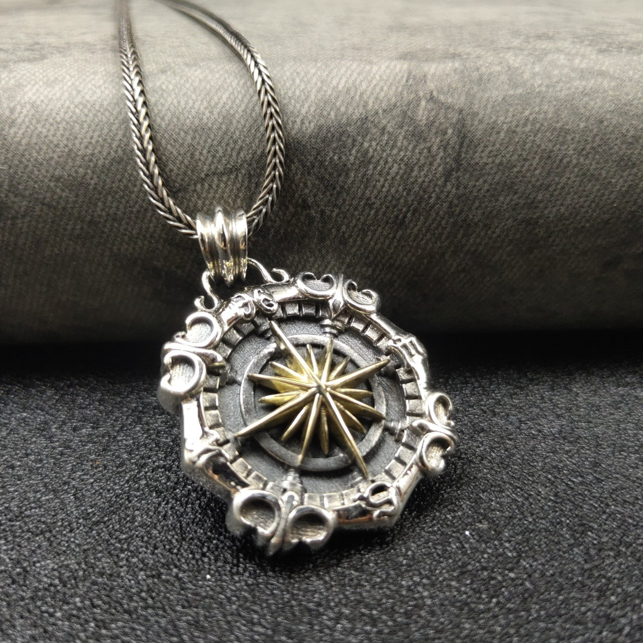 Compass - The Nevermore Pendant S925 Sterling Silver Men's Necklace