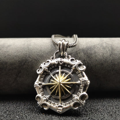 Compass - The Nevermore Pendant S925 Sterling Silver Men's Necklace