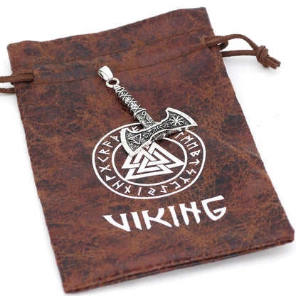 Compass Triangle Double Axe - The Nevermore Norse Pendant Necklace