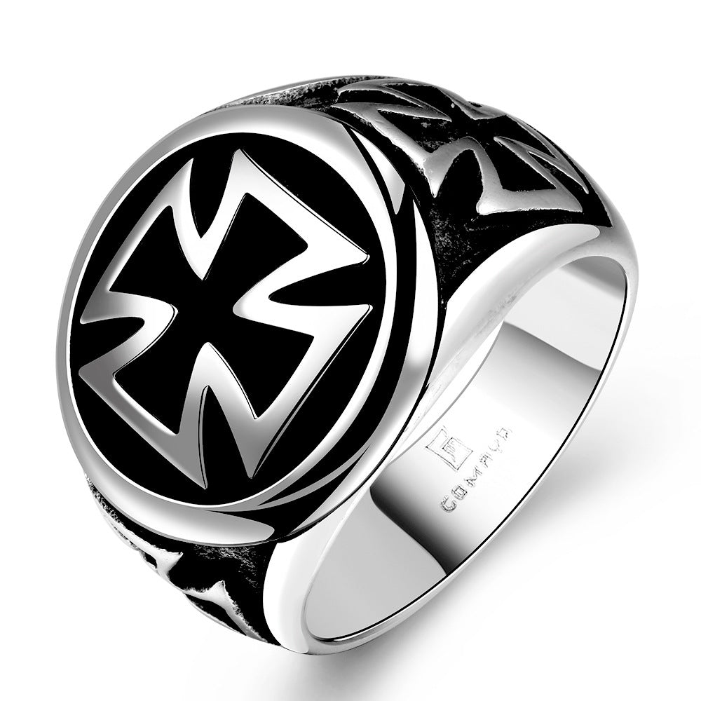 Cross Pattée - The Nevermore Ring Titanium Steel