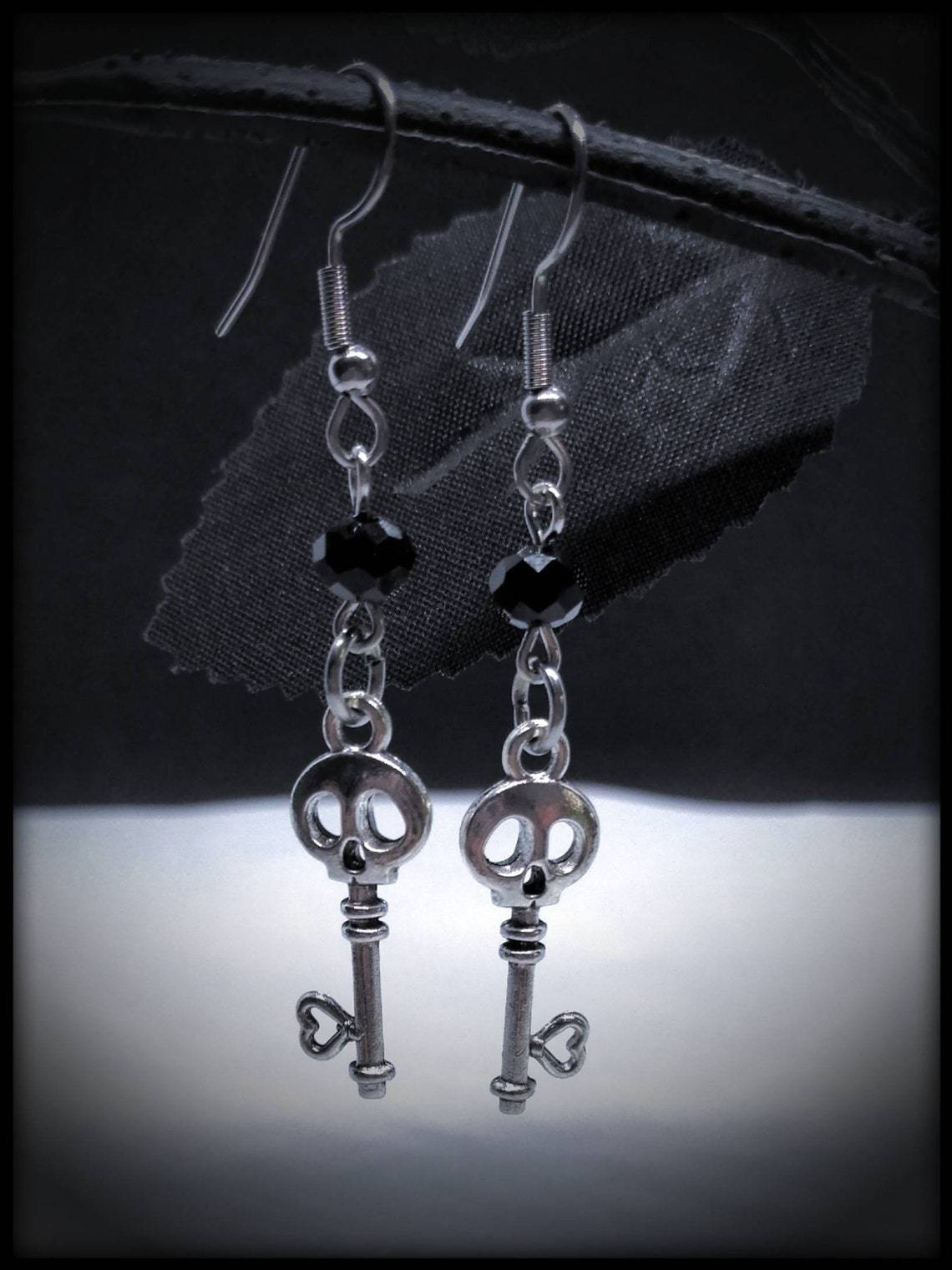 Crypt Coil Skull - The Nevermore Gothic Earrings