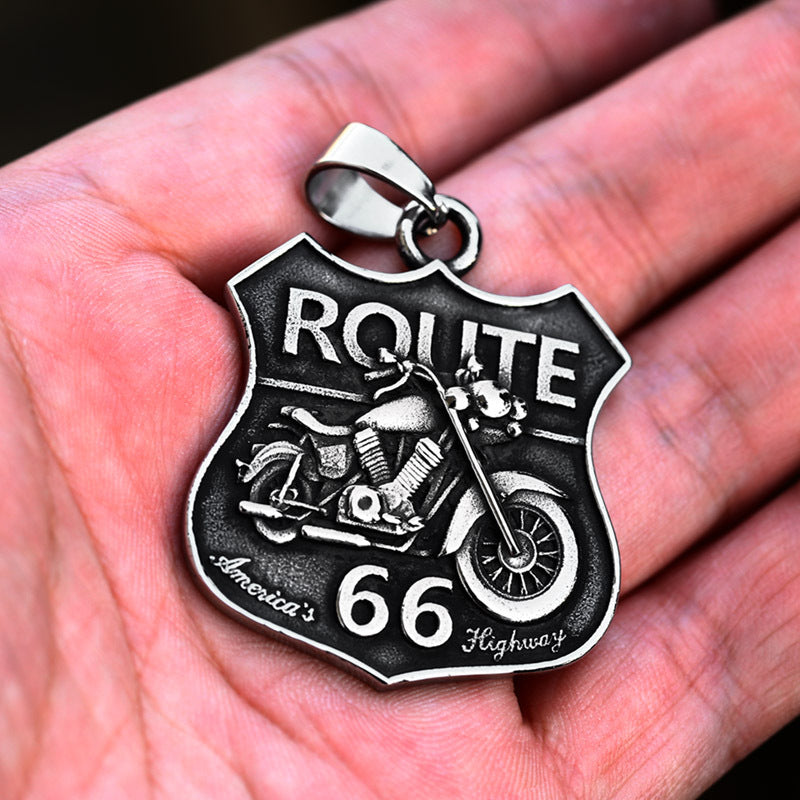 DM Route 66 - The Nevermore Gothic Pendant Stainless Steel Necklace