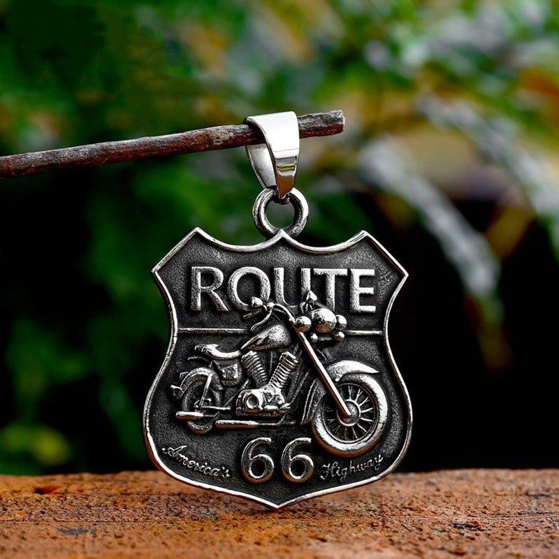 DM Route 66 - The Nevermore Gothic Pendant Stainless Steel Necklace