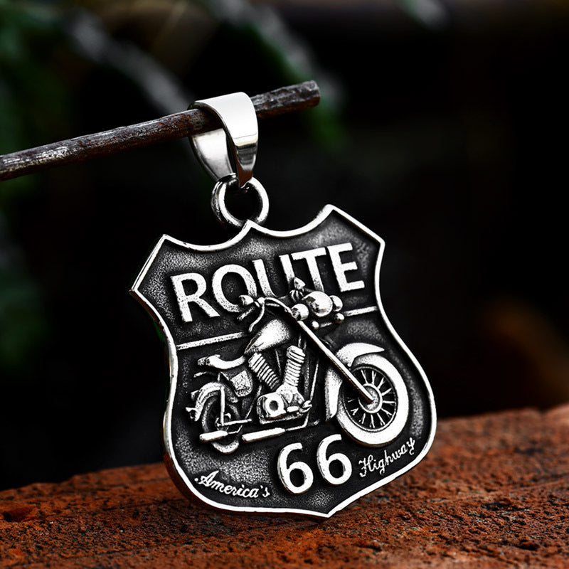 DM Route 66 - The Nevermore Gothic Pendant Stainless Steel Necklace