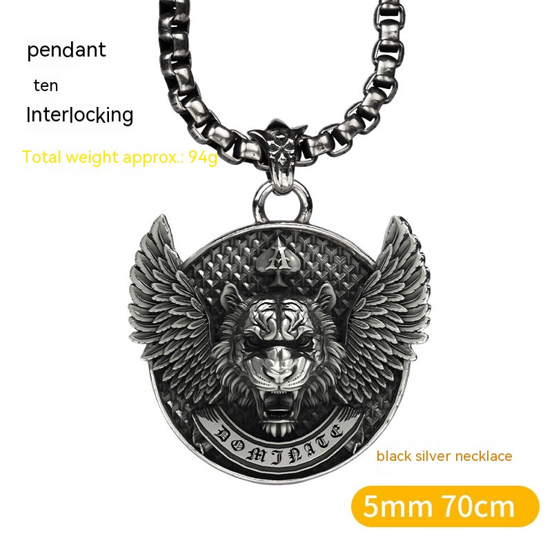 Dominance, Winged Tiger - The Nevermore Gothic Pendant Necklace Titanium Steel