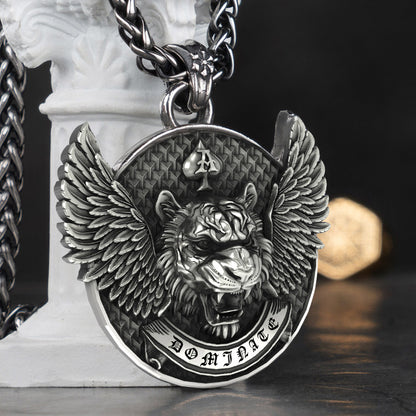 Dominance, Winged Tiger - The Nevermore Gothic Pendant Necklace Titanium Steel