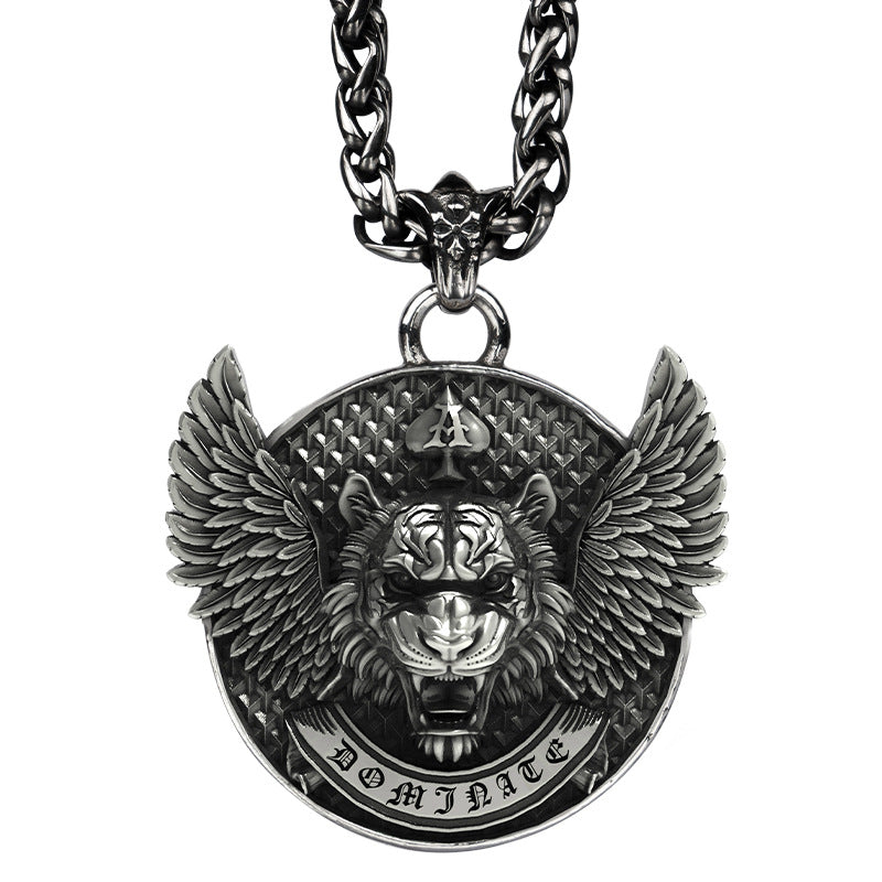 Dominance, Winged Tiger - The Nevermore Gothic Pendant Necklace Titanium Steel