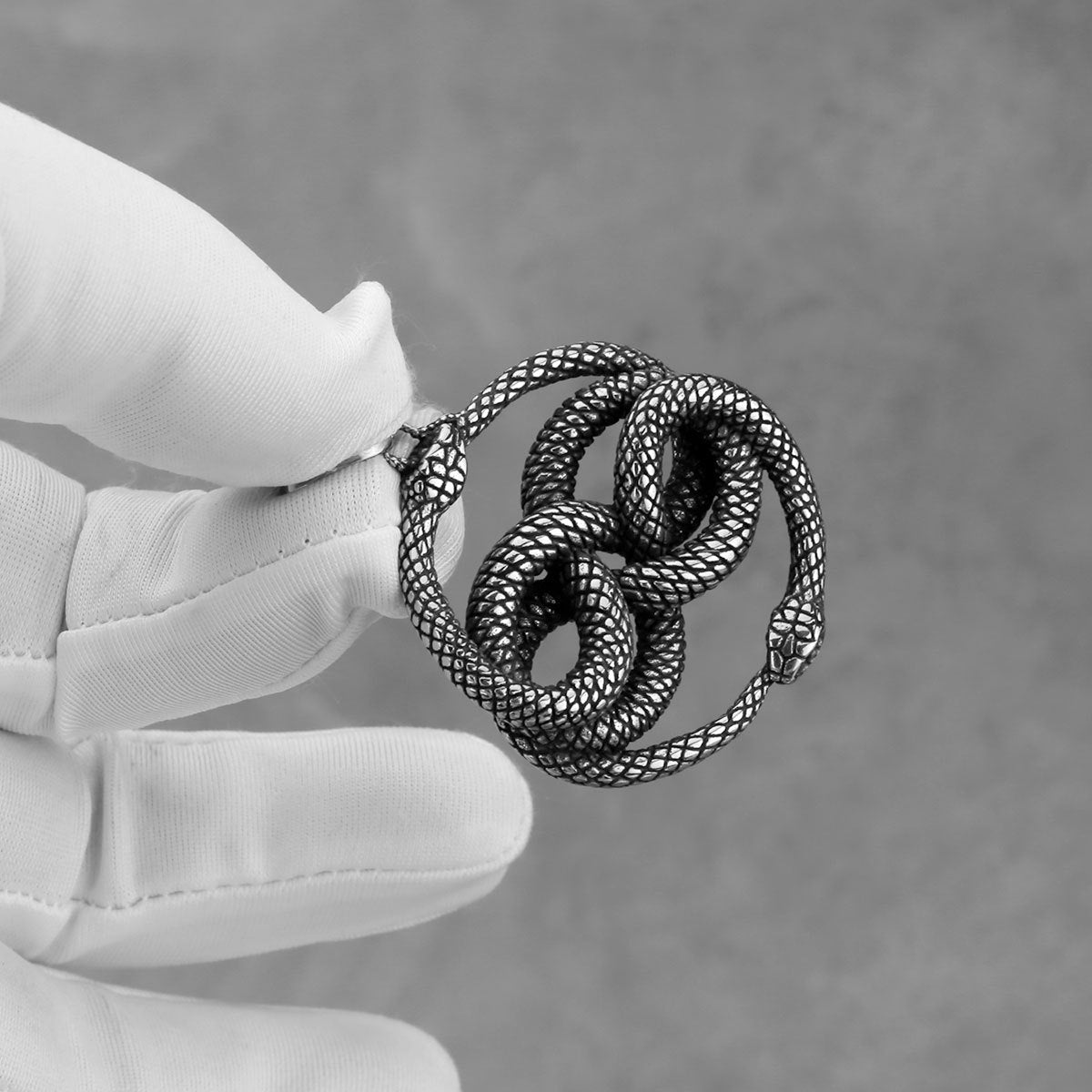 Double Snake Winding The Nevermore Gothic Titanium Steel Pendant Necklace