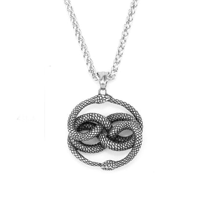 Double Snake Winding The Nevermore Gothic Titanium Steel Pendant Necklace