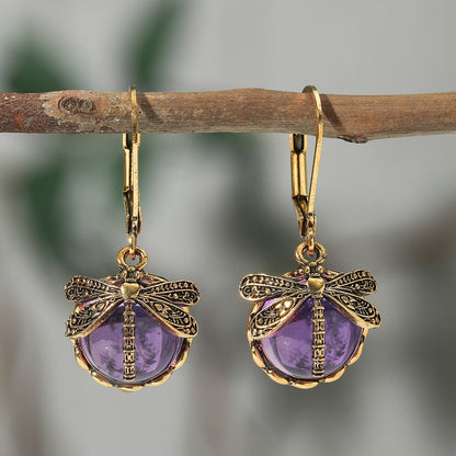 Dragonfly Crystal Droppers - The Nevermore Earrings