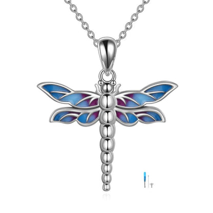 Dragonfly Urn for Ashes - The Nevermore Sterling Silver Pendant Necklace