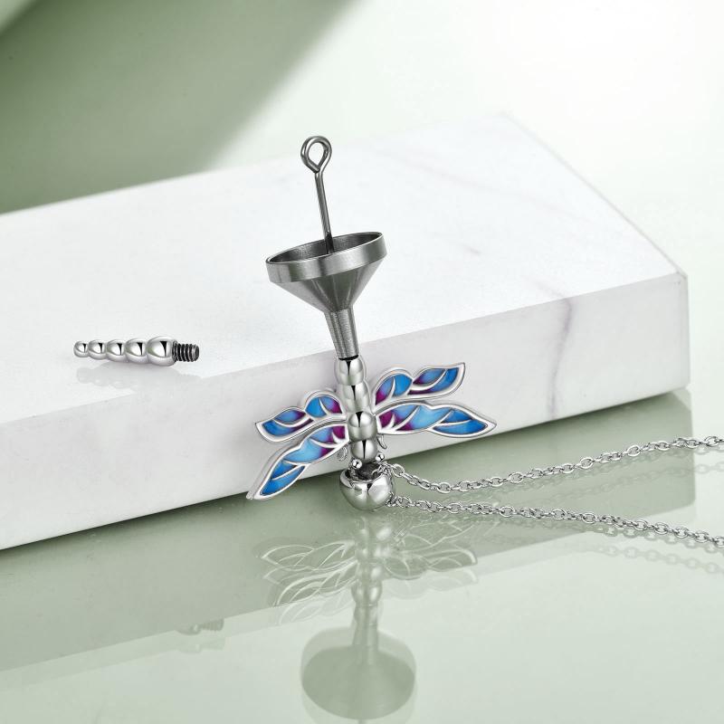 Dragonfly Urn for Ashes - The Nevermore Sterling Silver Pendant Necklace