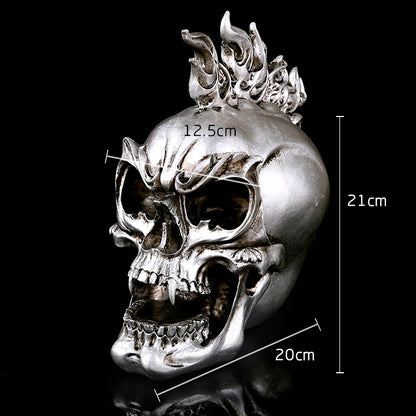 Draven Blackthorne - The Nevermore Gothic Home Decor SILVER RESIN SKULL Head Figure Ornament Occult Skeleton GOTHIC PUNK Decor