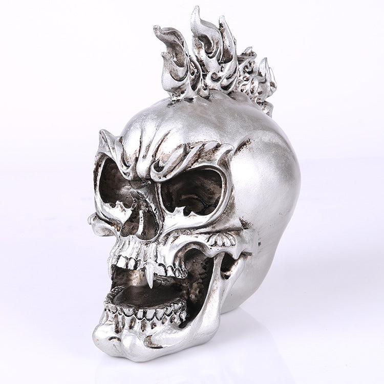 Draven Blackthorne - The Nevermore Gothic Home Decor SILVER RESIN SKULL Head Figure Ornament Occult Skeleton GOTHIC PUNK Decor