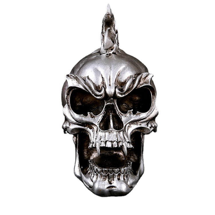 Draven Blackthorne - The Nevermore Gothic Home Decor SILVER RESIN SKULL Head Figure Ornament Occult Skeleton GOTHIC PUNK Decor