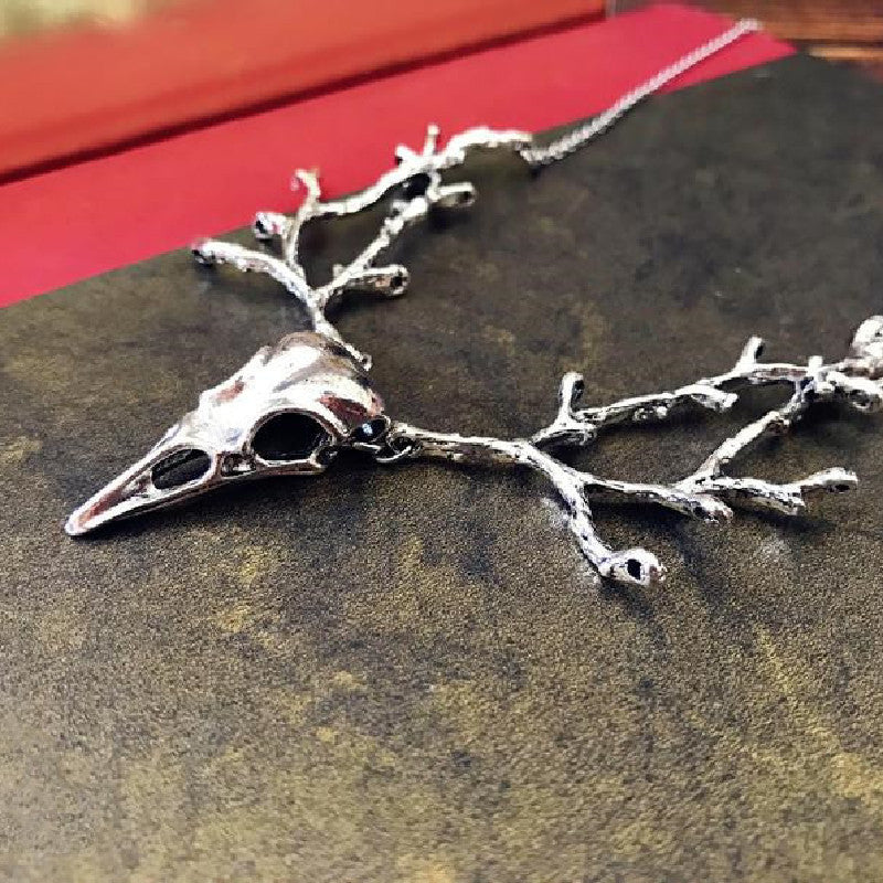 Druidic Bough Emblem - The Nevermore Gothic Pendant Necklace Raven Skull Branch