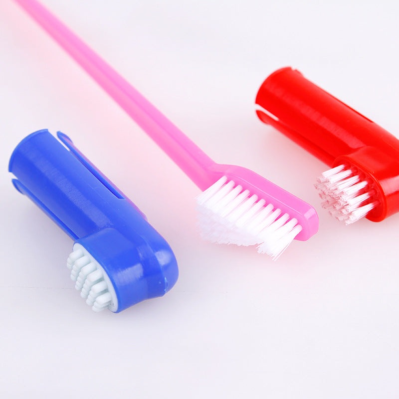 DuoDent Pet Toothbrush Set: Double Head and Soft Finger Toothbrush for Dogs and Cats - The Nevermore Pet Health Products