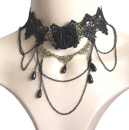 "Ebony Rose Radiance" - The Nevermore Black Rose Flower Choker