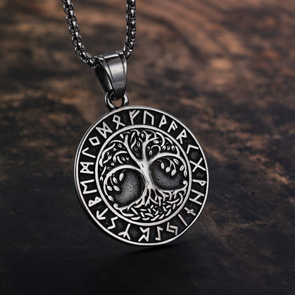 Edda - The Nevermore Norse Vikings Pendant Necklace for Men Stainless Steel