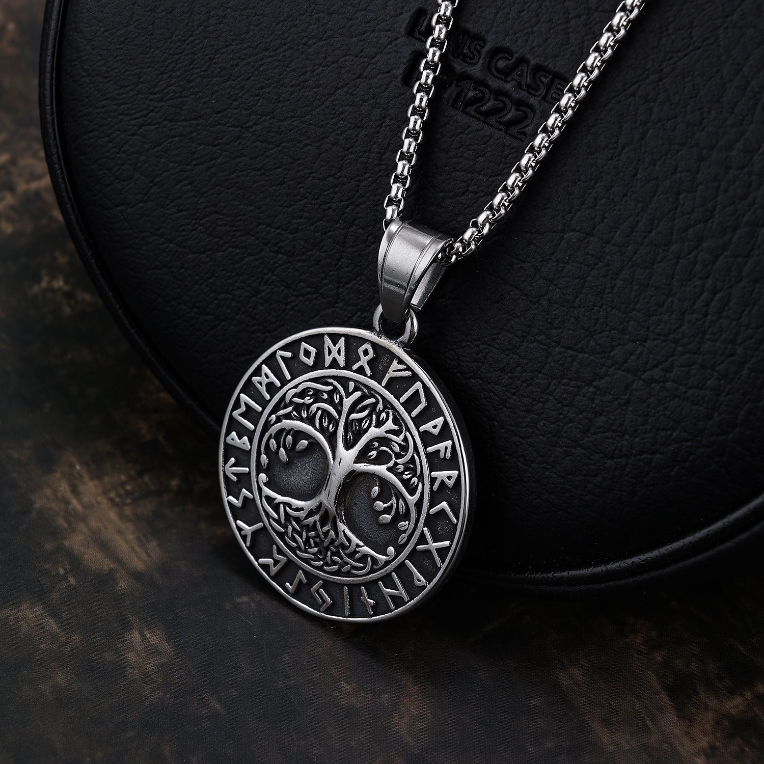 Edda - The Nevermore Norse Vikings Pendant Necklace for Men Stainless Steel