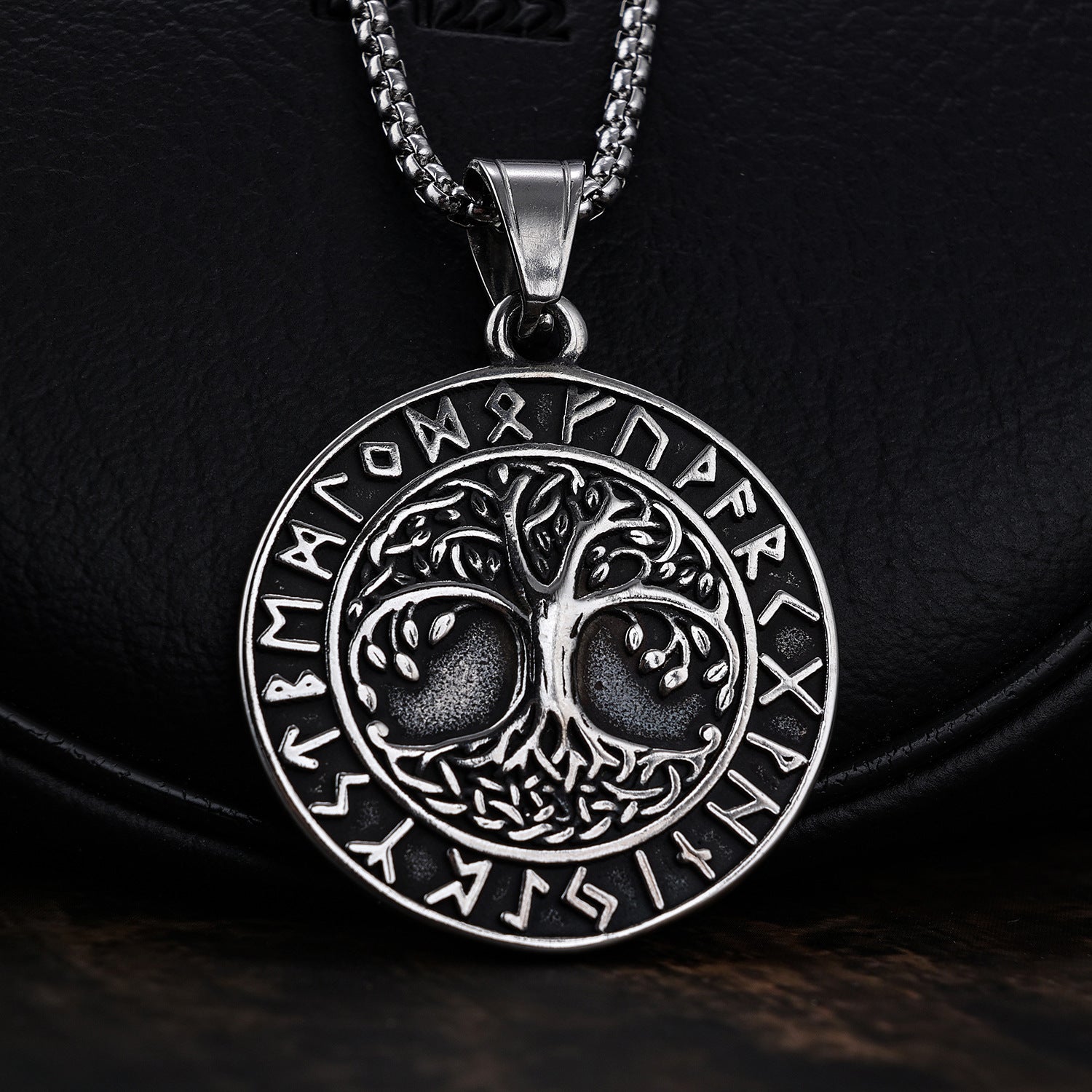 Edda - The Nevermore Norse Vikings Pendant Necklace for Men Stainless Steel