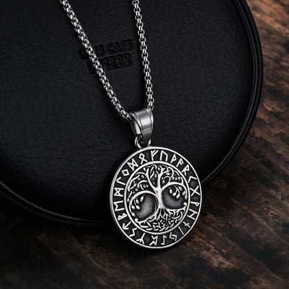 Edda - The Nevermore Norse Vikings Pendant Necklace for Men Stainless Steel