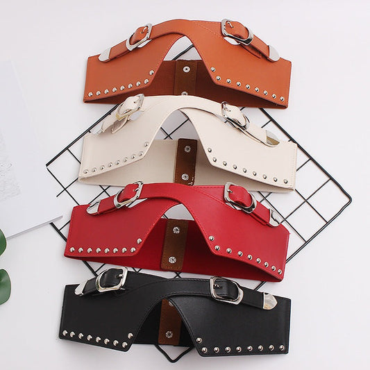 Elastic belt with decorative rivets - The Nevermore Belts for Women