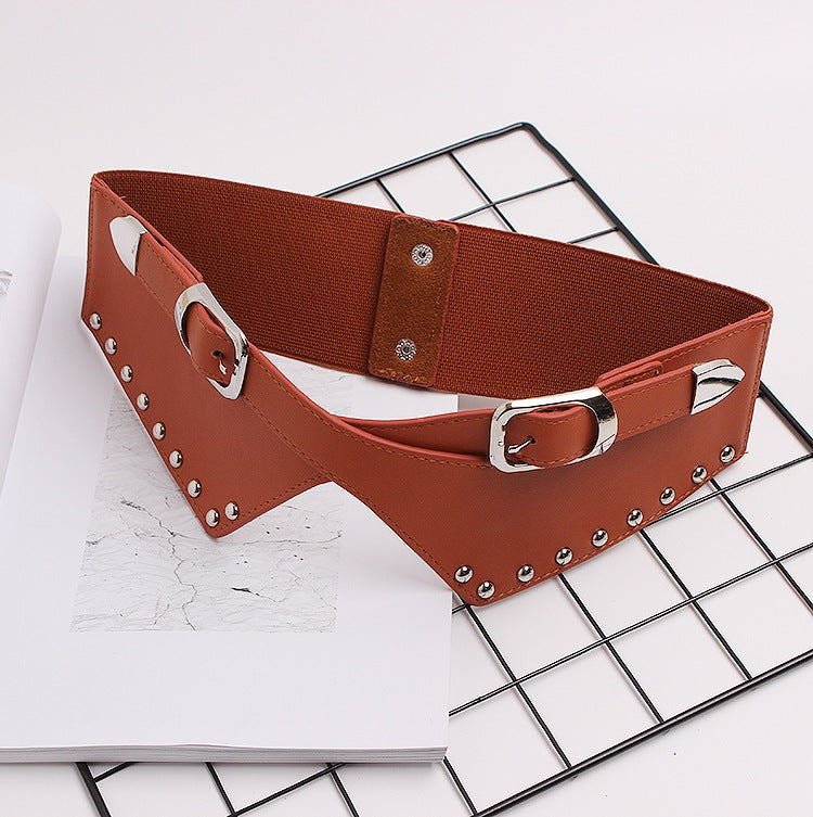 Elastic belt with decorative rivets - The Nevermore Belts for Women